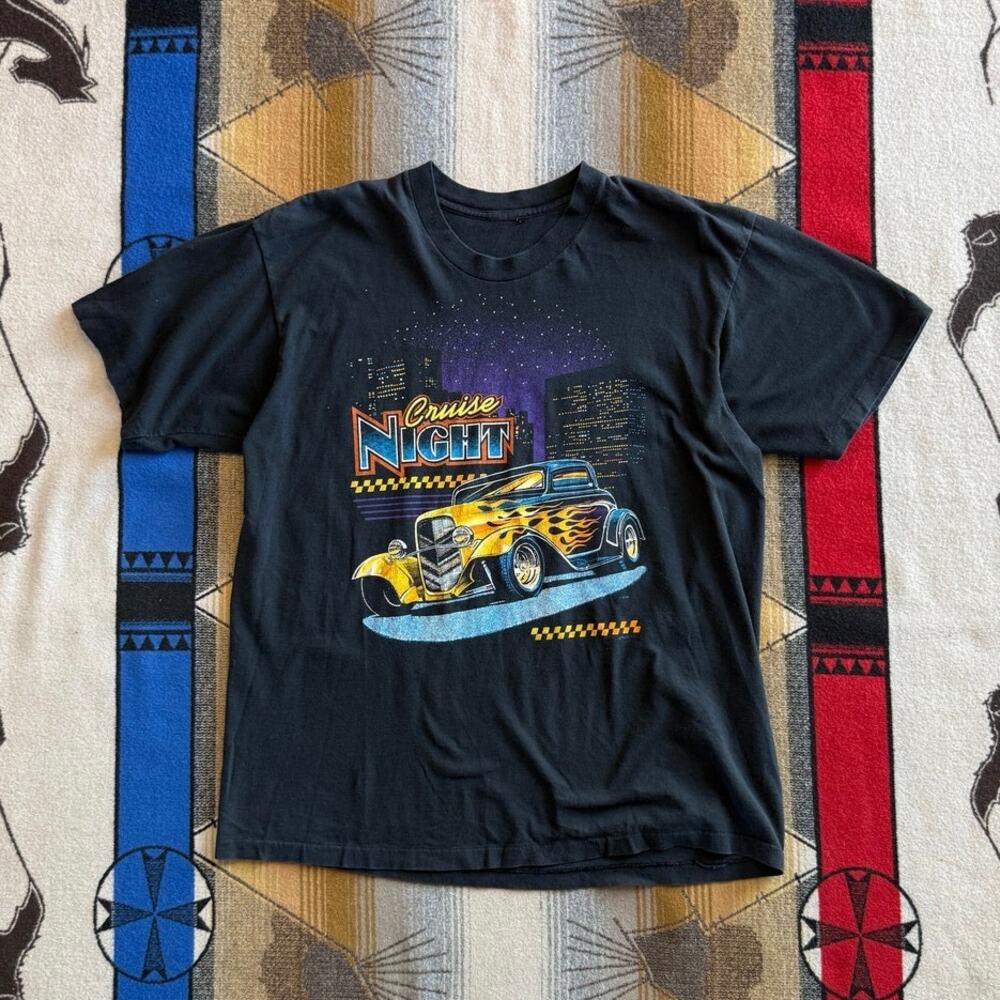 Vintage 90s Cruise Night Woodward Hot Rod Car T-Shirt Size XL Single Stitch